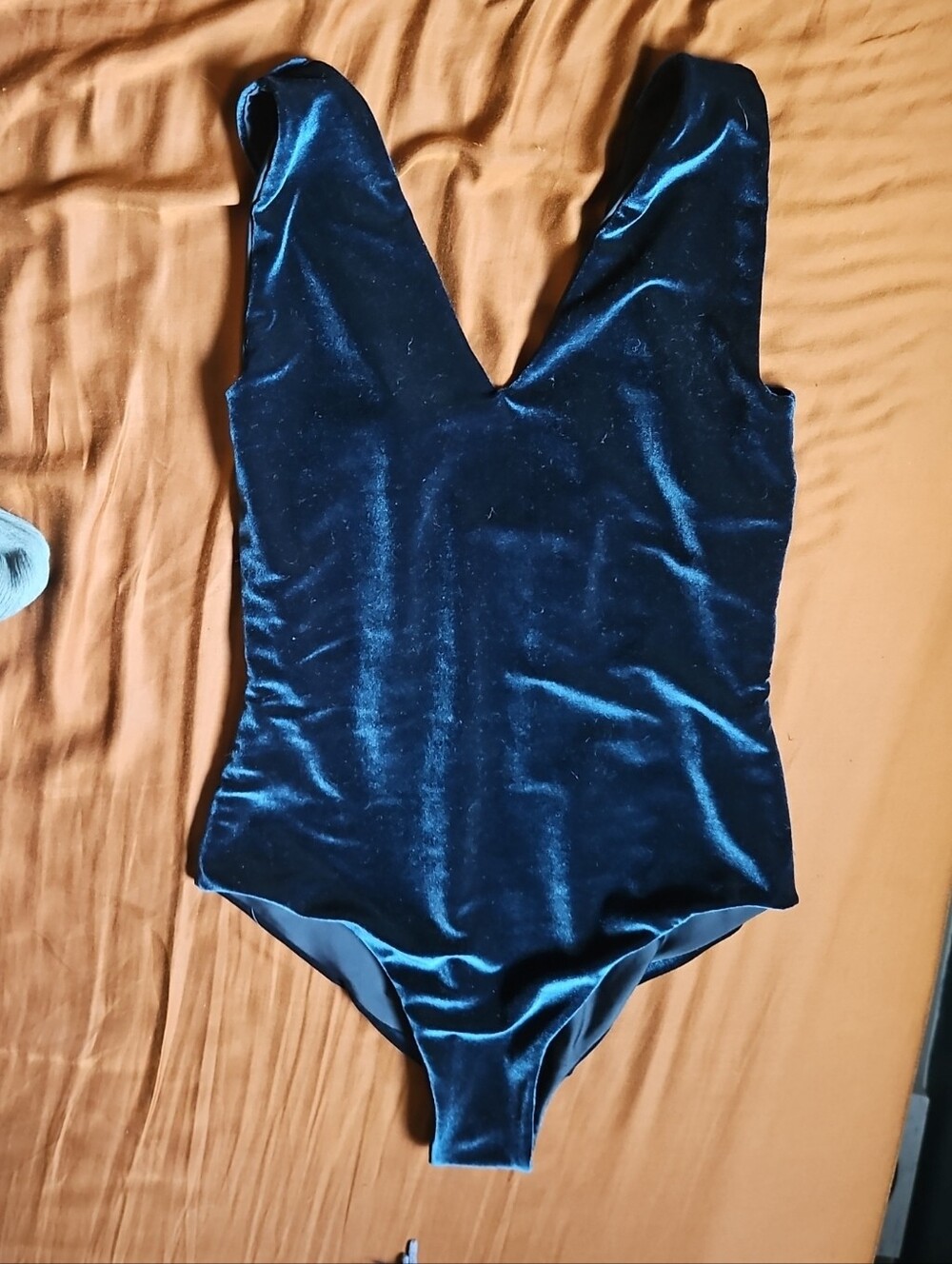 Women's Gemini Mountain Velvet One-Piece Bathing suit/Romper in Deep Blue